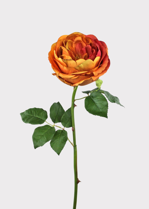 Burnt orange artificial rose stem